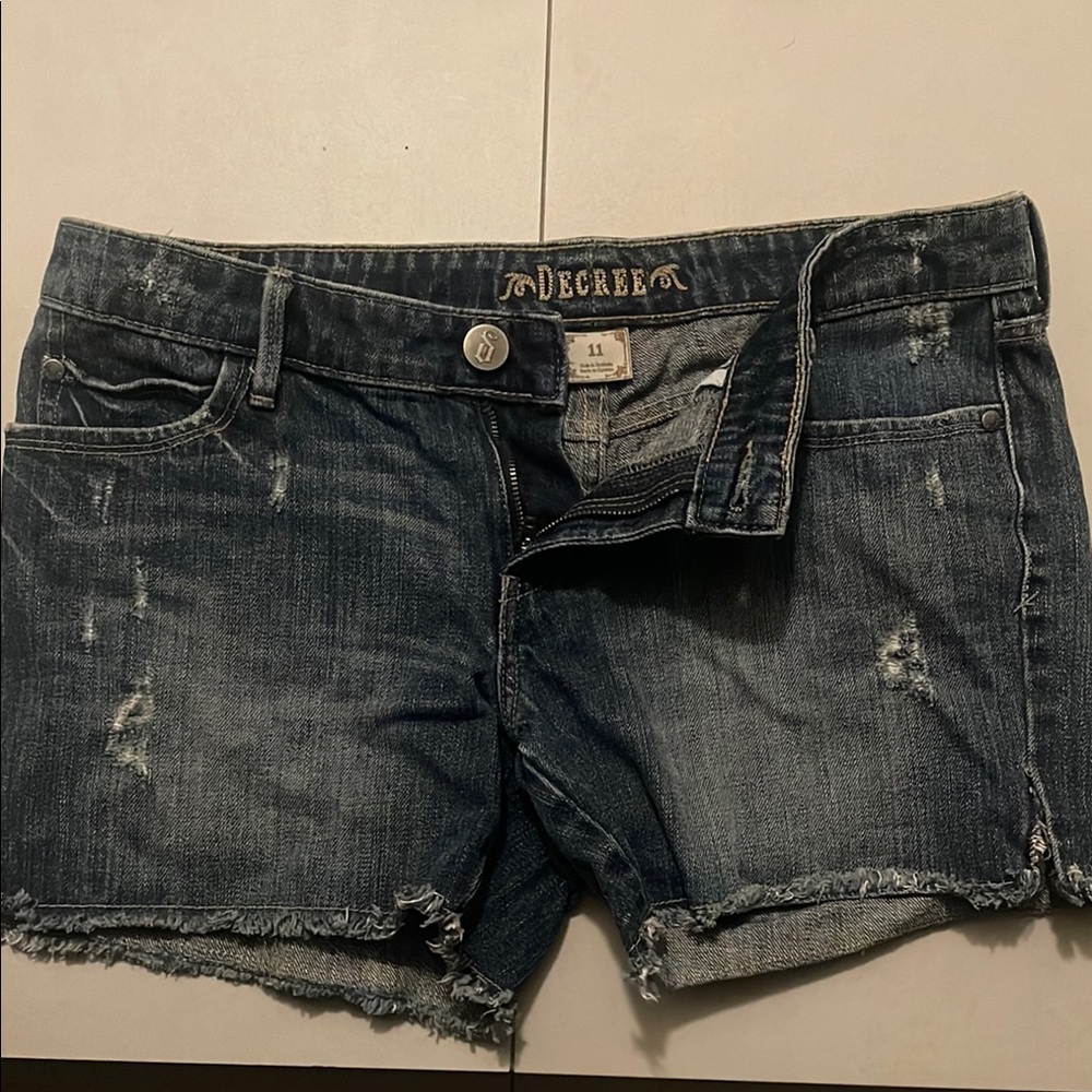Decree Blue Jean Shorts Distressed Style